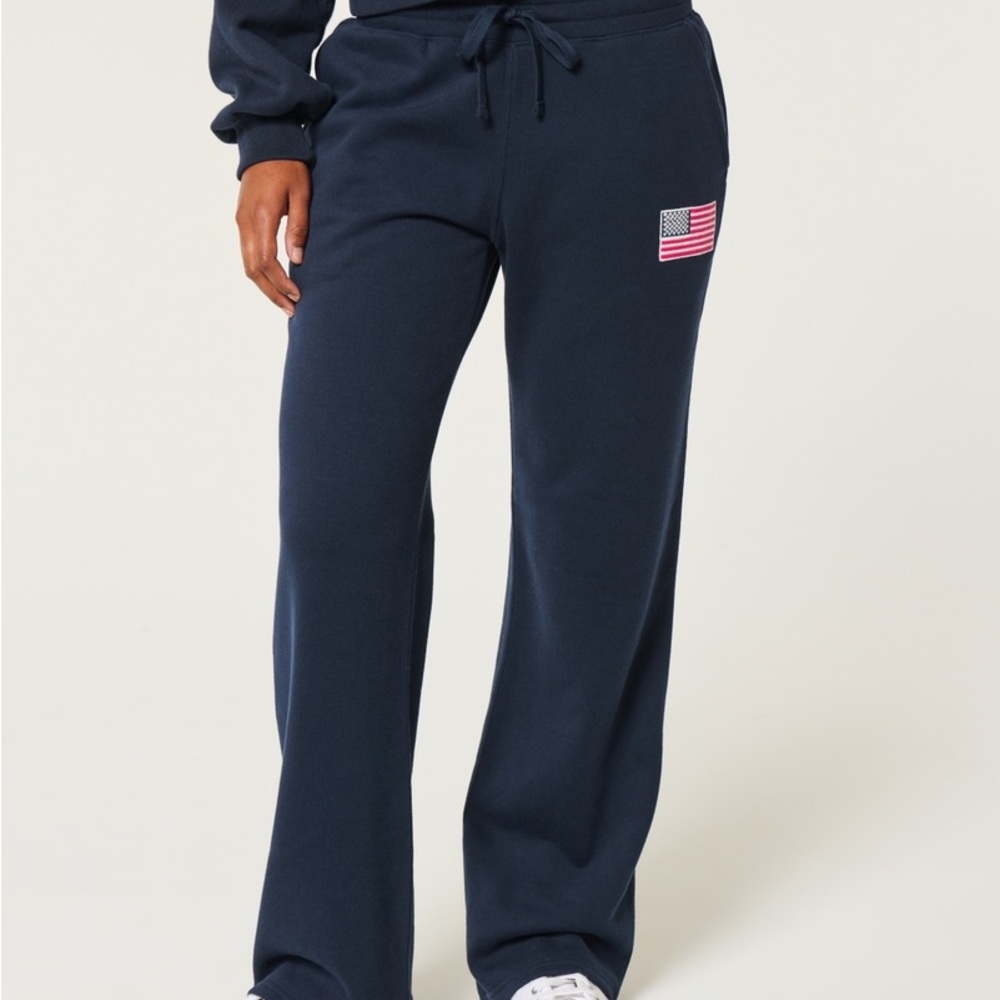 Hollister American Flag Graphic Straight Sweatpants